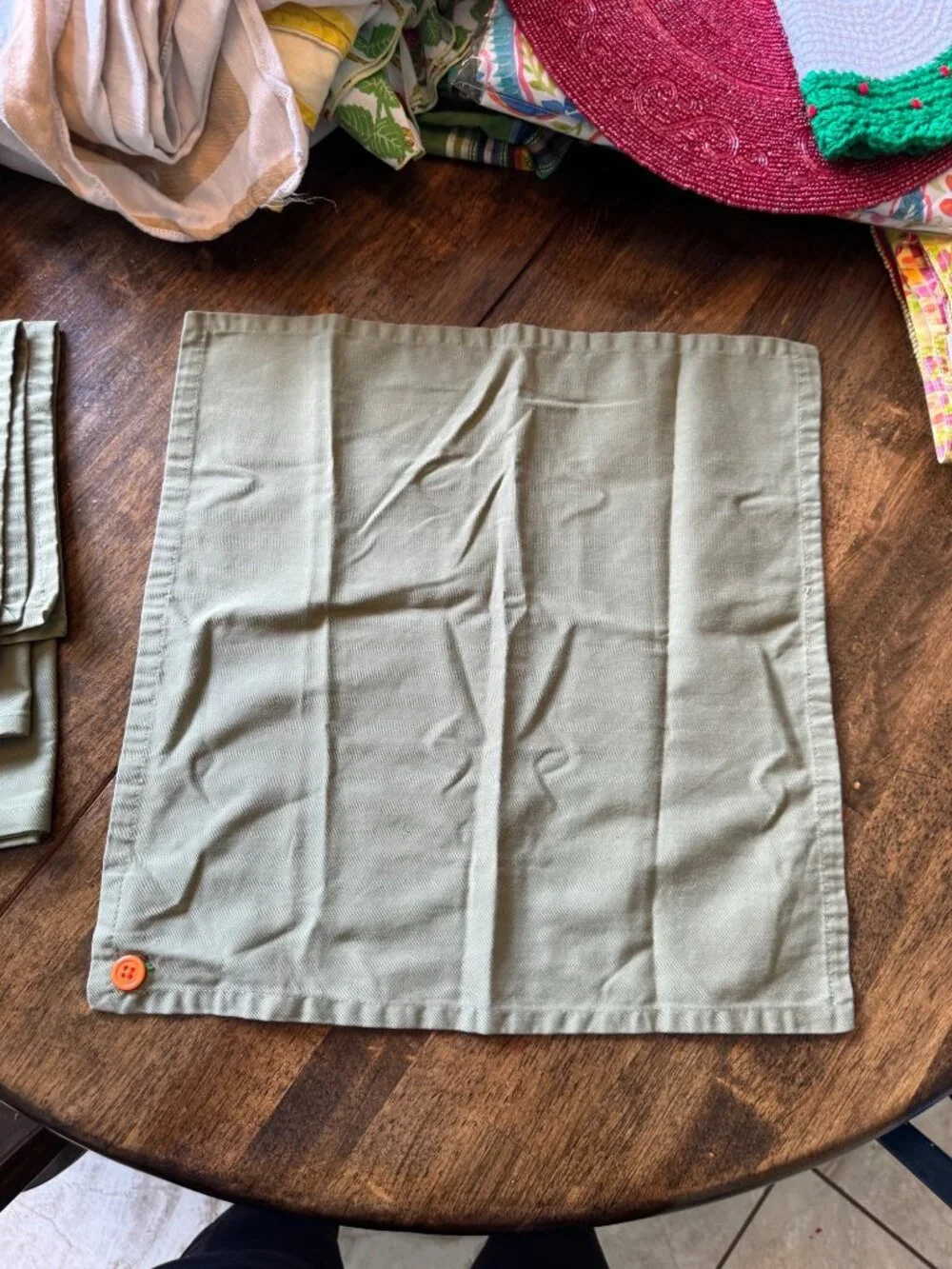 Custom Upcycled Napkin Set Fruit Button Embroidered Food Network Cloth Napkins